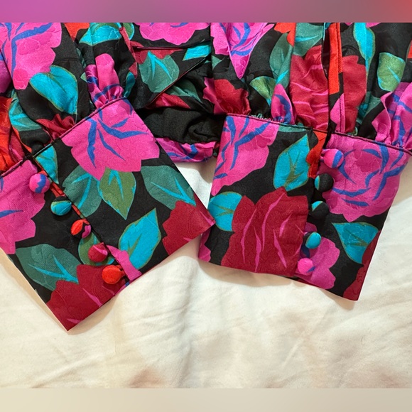 WOMEN’S RONNY KOBO CARISSA LONG SLEEVE ROSES BLOUSE SIZE LARGE - Picture 10 of 11